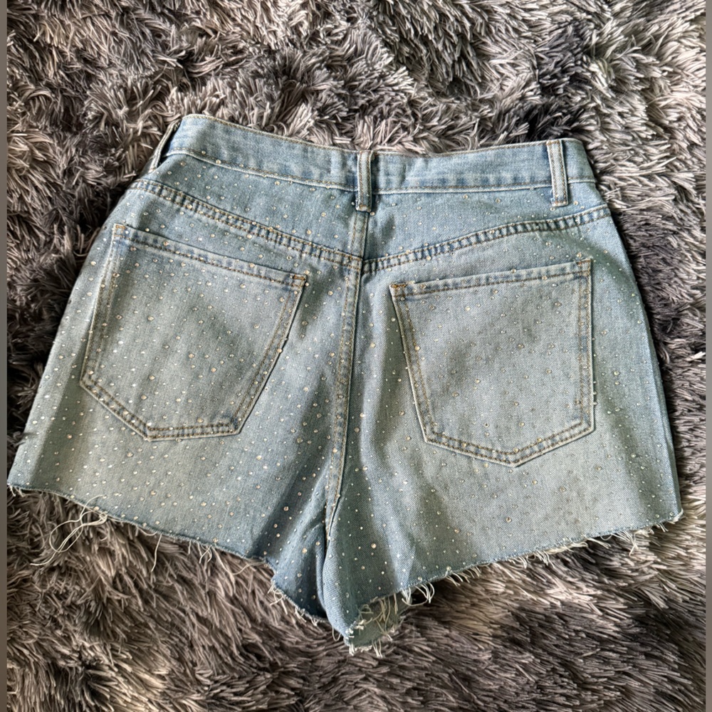 Denim Rhinestone Shorts - Picture 2 of 2